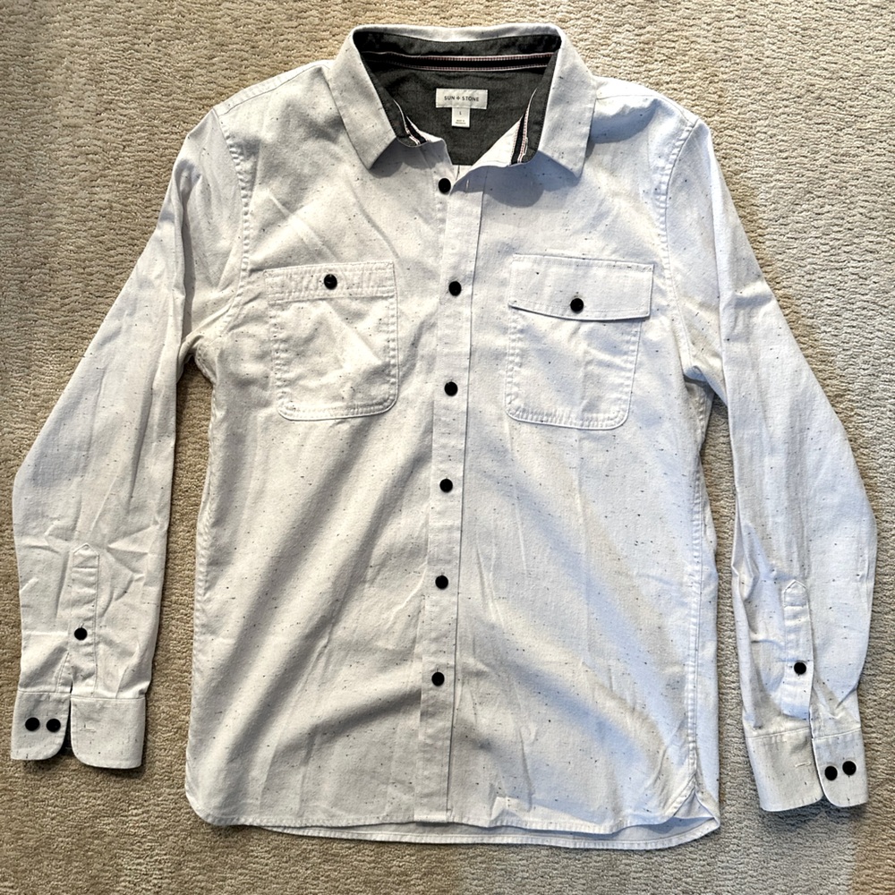 Men’s Sun + Stone White Button-Up - L